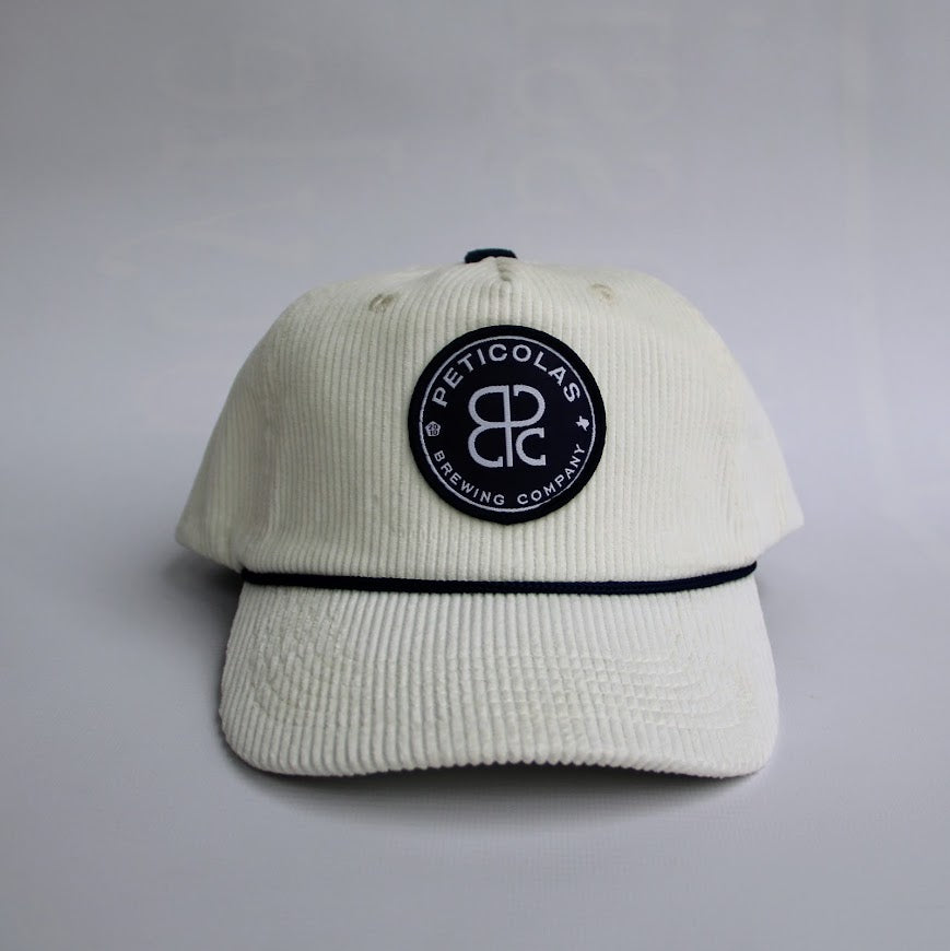 Cream and Navy Corduroy Snapback Hat